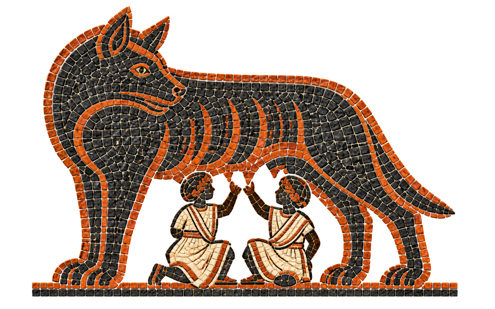 Interpretazione a mosaico della Lupa Capitolina con Romolo e Remo