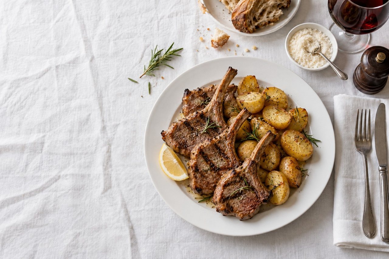 Abbacchio a scottadito con patate al forno