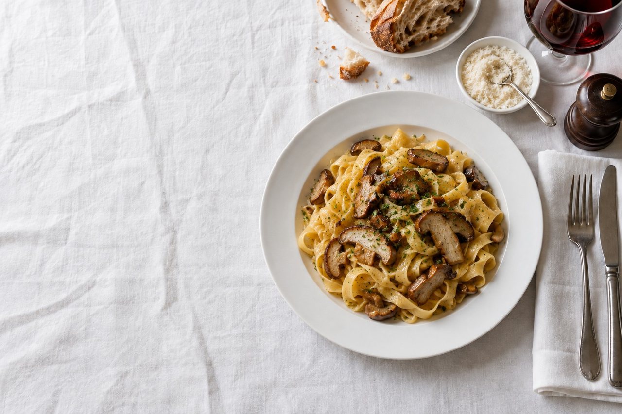 Fettuccine all'uovo con funghi porcini