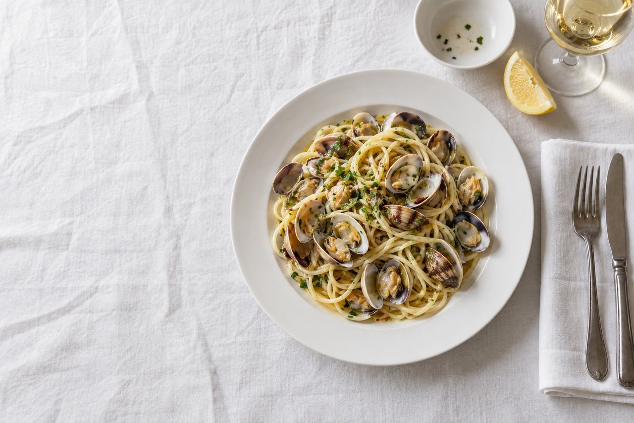 Spaghetti alle vongole con prezzemolo